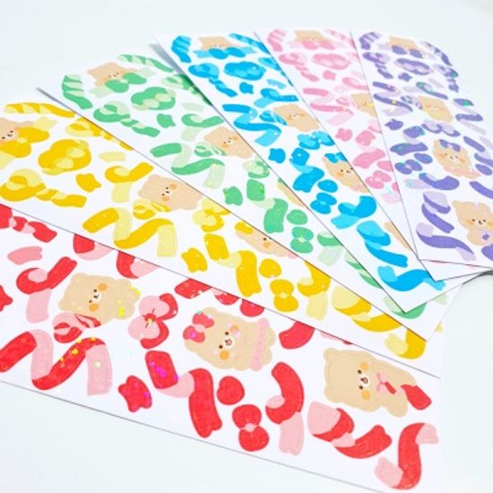 [선덕선덕] 리본 몽곰 컨페티 스티커 6종(개별)