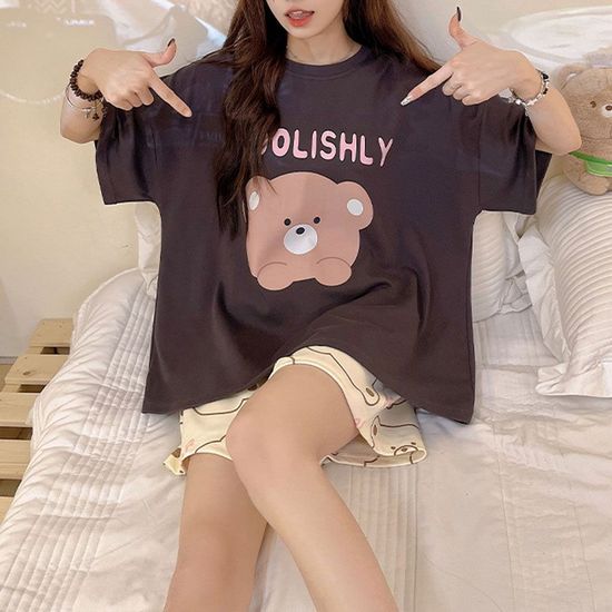 초코베어세트 여성 여름잠옷 홈웨어 파자마(WE6E40C)