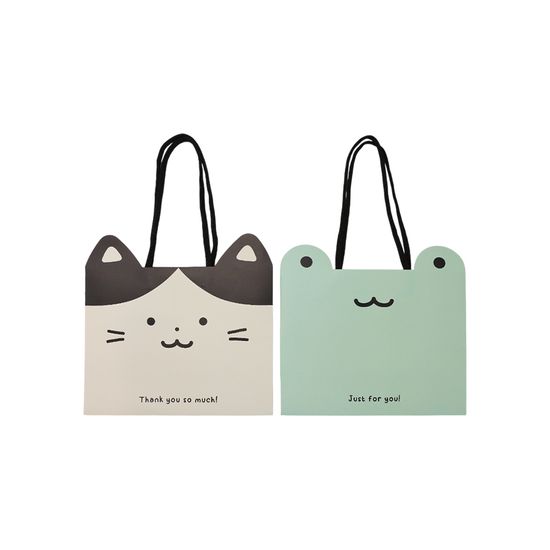 모양 커팅 쇼핑백 고양이 개구리 종이가방