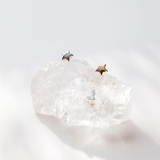 실버925 심플 미니 별 피어싱 귀걸이 골드도금