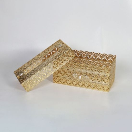 골드메탈 화장대 수납정리-티슈케이스 금도금