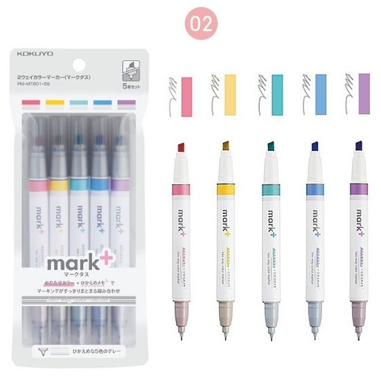 고쿠요 마크타스 양면닙 트윈 파스텔 형광펜 5색세트