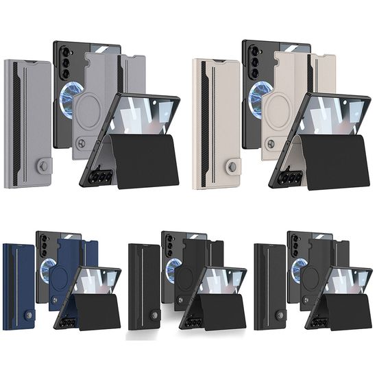 갤럭시 Z폴드6 마그네틱 탈부착 풀커버 가죽 케이스