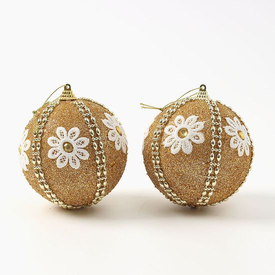[도토로]로열골드 장식볼 2p(10cm) (데이지꽃자수