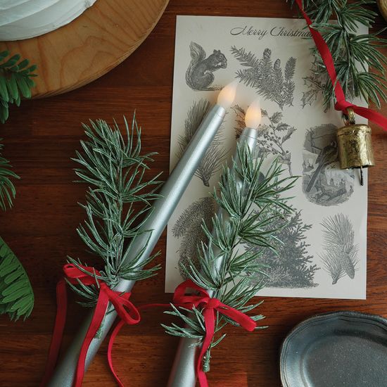 리프 리본 LED 캔들 데코