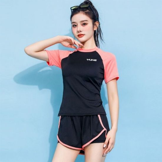스포티 핑크 엣지 라인 래쉬가드