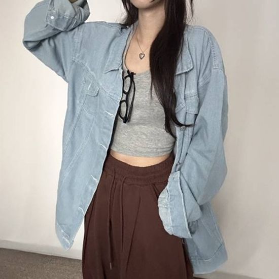 여성 루즈핏 데님 자켓 재킷 아우터
