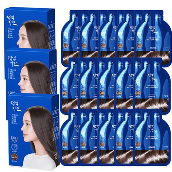 염색가인 3분 셀프 새치 커버 천연 염색제 3박스 15회