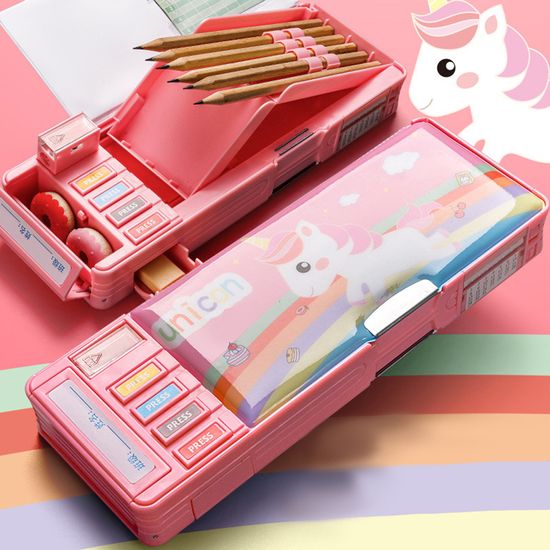 특이한 다기능 귀여운 캐릭터 세우는 대용량 사각필통