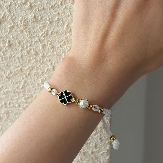 [선물포장] 탄생석 클로버 매듭 팔찌(4컬러)