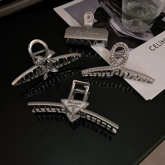 예쁜 실버 빅 집게 머리 핀 반묶음 올림머리 헤어 삔