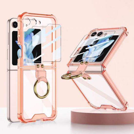 갤럭시 z플립5 골드 링 투명 에어 범퍼 지플립 케이스