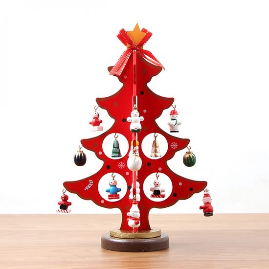 [도토로] 빨강 방울 크리스마스 원목 트리(25cm)