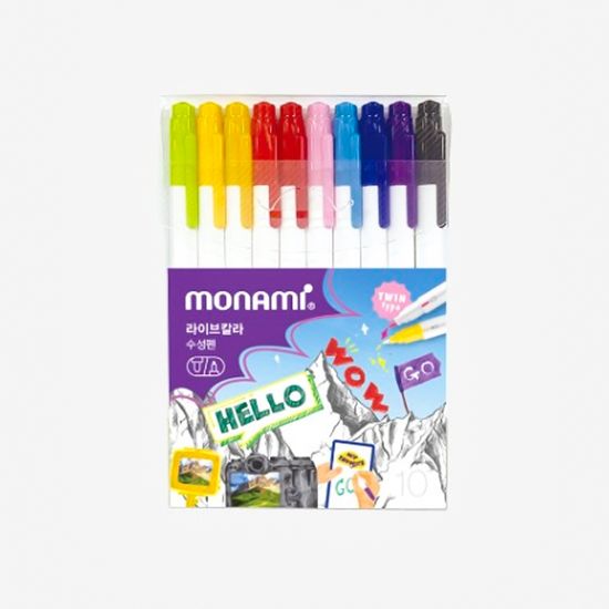 모나미 라이브칼라 10색 세트 꾸미기펜 수성펜