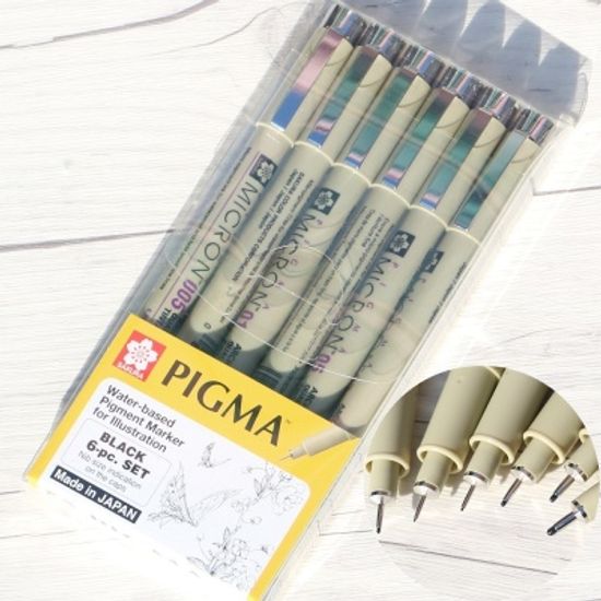 일러스트,만화,캘리그라피..사쿠라 피그마 0.15-0.5mm 블랙 6pcs set