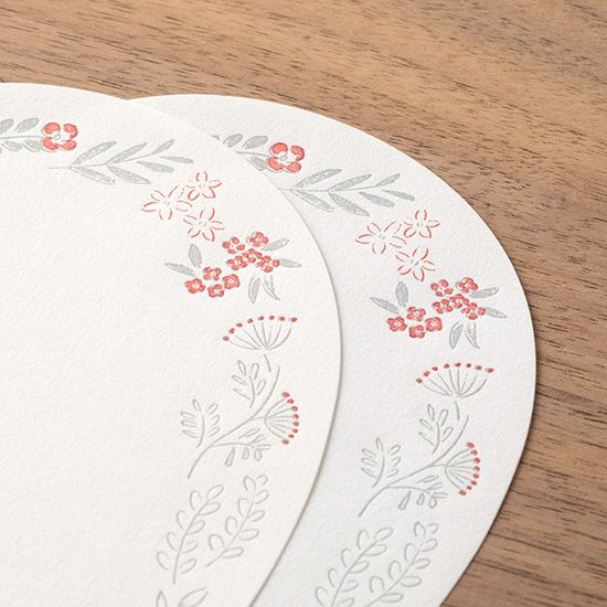 Letter Set Letterpress Die-cut - Wreath Red