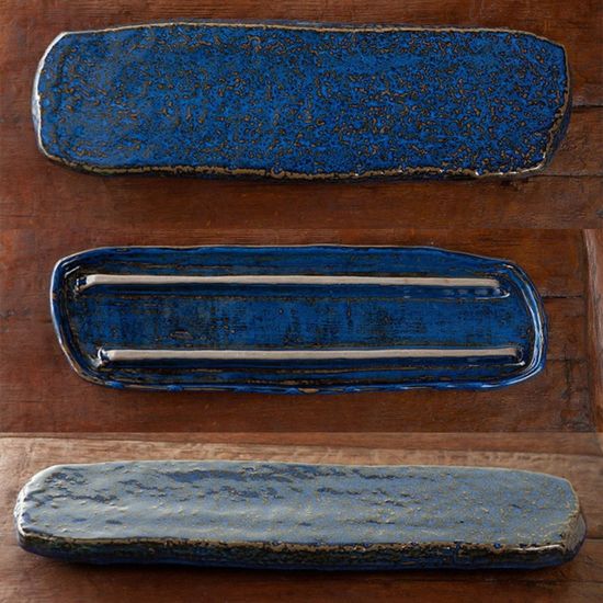 코발트 블루 핸드메이드 긴접시