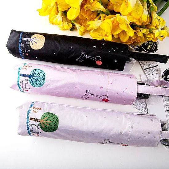 [더로라]3단암막코팅슬림 우양산-고양이일러 E2302