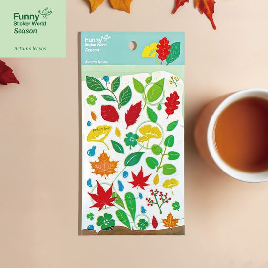 퍼니스티커 Z822 문장위 나뭇잎 PVC 시즌 스티커