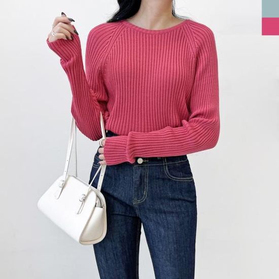 UND 5061 여자라운드 골지니트티셔츠