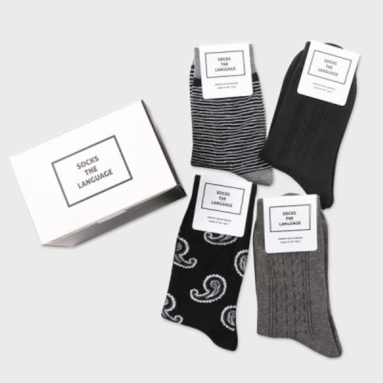 자카드 양말 4SET