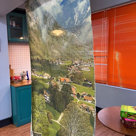 스위스의 납작한 나무 115x200 쉬폰 패브릭포스터