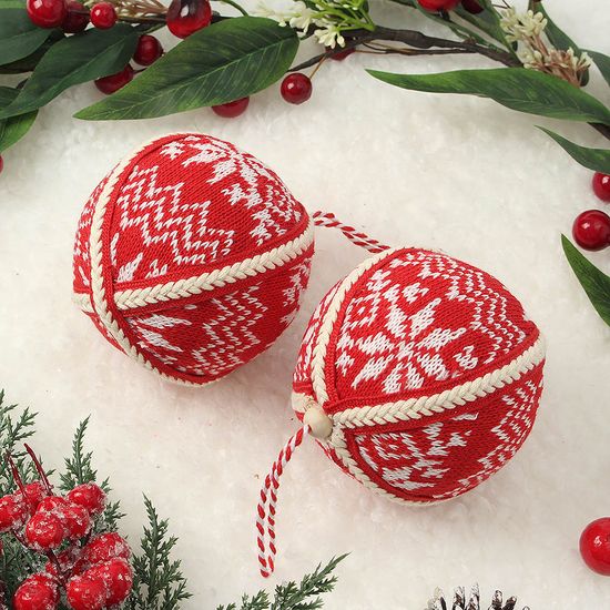 [도토로]루비레드 패브릭 장식볼 2P(10cm) (눈결정니