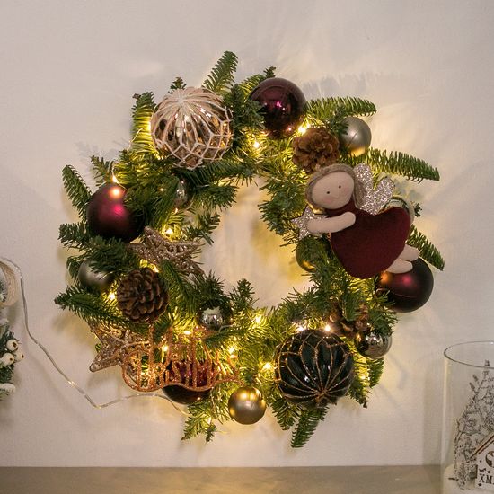 크리스마스 리스 벽장식 LED 블링와인 스타 30cm 소품