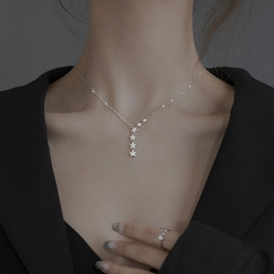 하늘별 체인 심플 실버 목걸이(WC1597D)