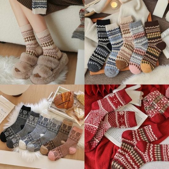 크리스마스 양모 양말 3족 세트