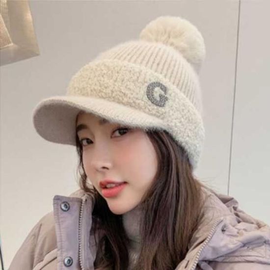 여성 털모자 니트 방울 니트 모자 겨울 베이직