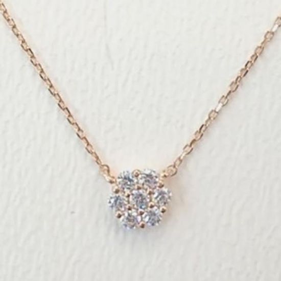 [애슬릿]전체 실버 여자 꽃 큐빅 펜던트 목걸이