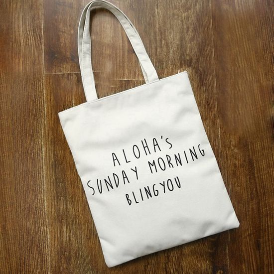 알로하 레터링 에코백 지퍼 숄더백