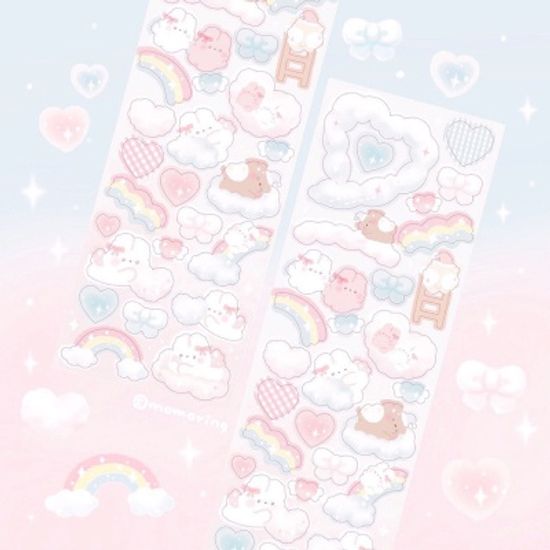 모모링 구름무지개 씰스티커