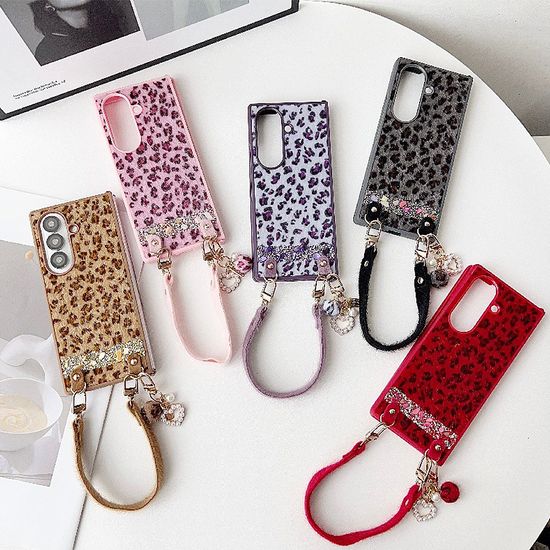 갤럭시z플립 폴드 7 6 5 4 3 호피 큐빅 스트랩 케이스