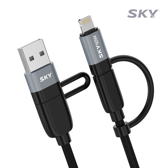 [1+1] 스카이 4in1 60W PD 멀티 고속 충전 케이블 2M