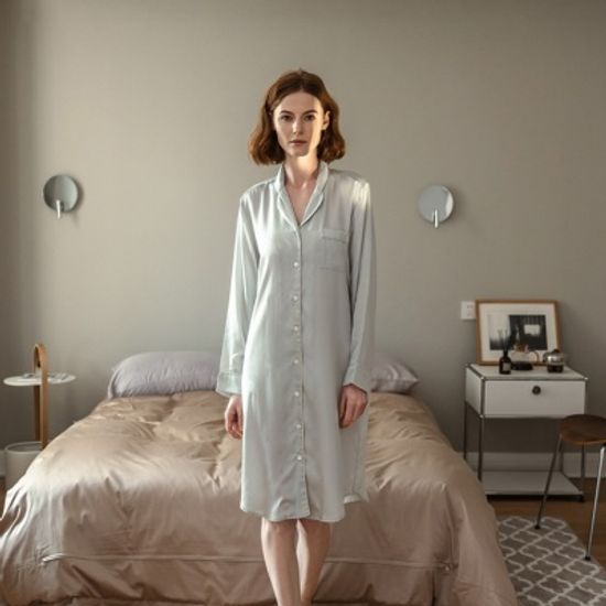 텐셀 여성 원피스 잠옷 실크 촉감 파자마