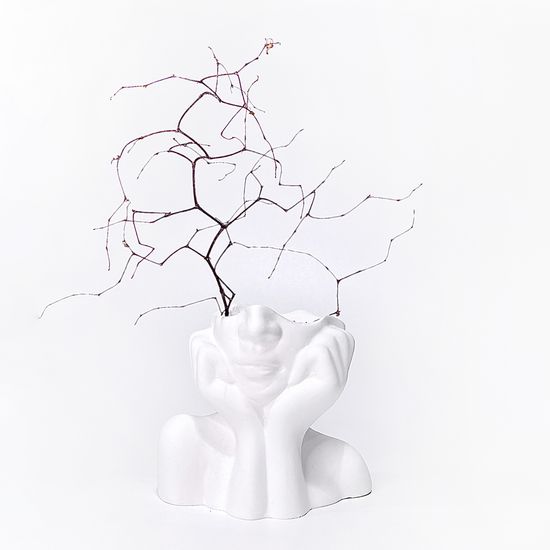 핸드 소녀 오브제 인테리어 석고상 화병 화분