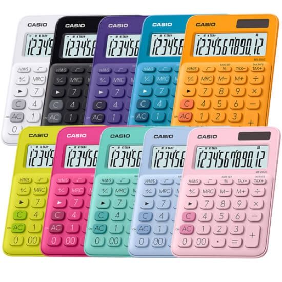 미니 계산기 태양열 배터리겸용 시간 세금계산 퍼플