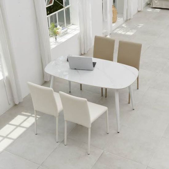 세라믹 라운드 4인 식탁 세트 1400 식탁+의자4개