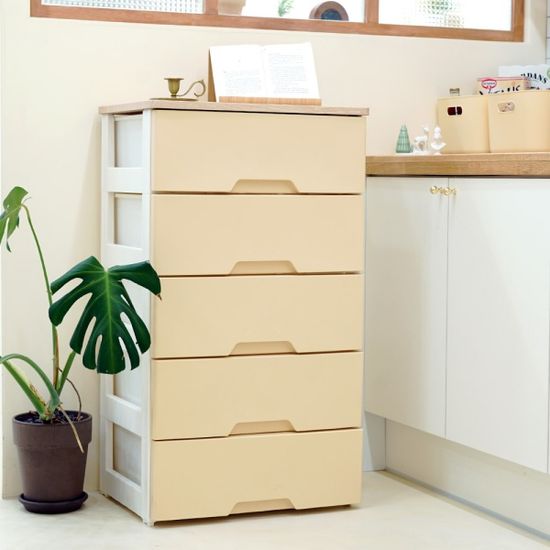 모던플러스 내추럴오크 우드상판 서랍장 3단 4단 5단