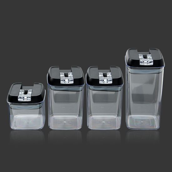 [쿠킹홈] 원터치 밀폐용기 4종세트(블랙/투명)