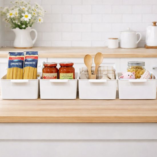 리빙 그립 바스켓 M 4P 손잡이 정리함