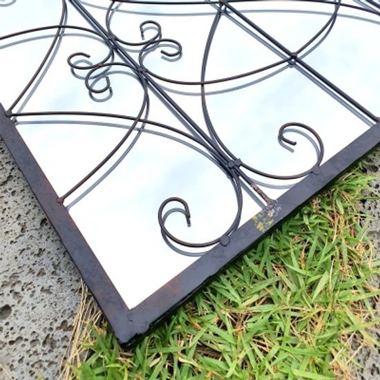 빈티지 자딘 창문 거울 (브라운)