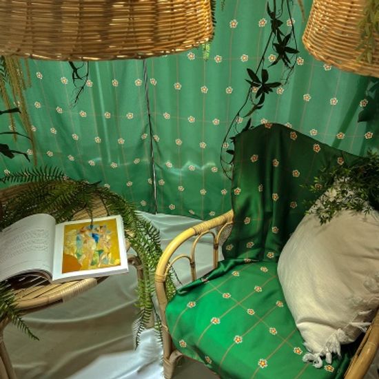 한국 전통 패브릭포스터 04 격자단청 초록색