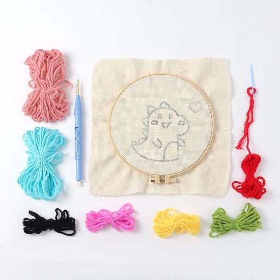 DIY 펀칭자수 패키지(하트공룡) 펀치니들