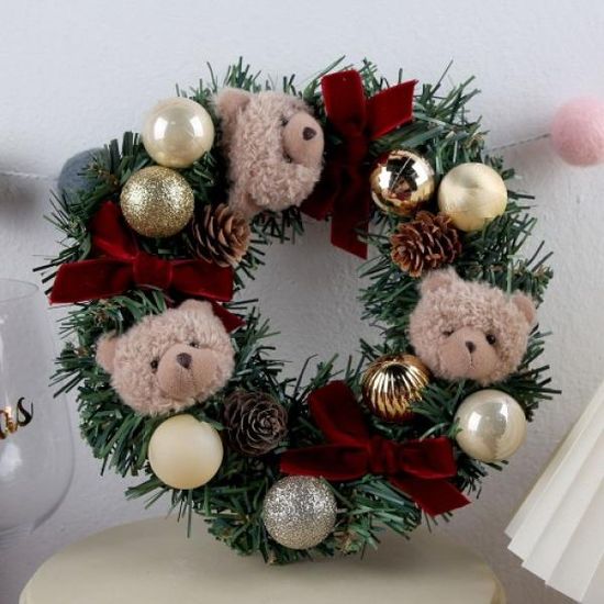 크리스마스 곰돌이 리스 20cm