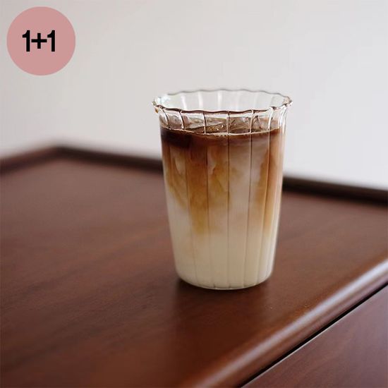 RloveN 1+1 감성 유리컵 빗살물방울 홈카페컵 총2P