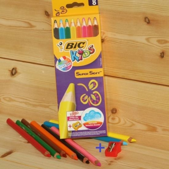 [BiC] 빅 키즈 컬러링 8색 크레파스 색연필-Super Soft JUMBO HA163-2