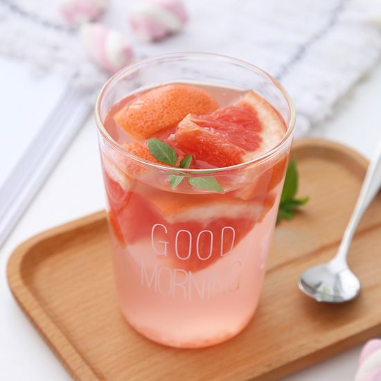 [로하티] 굿모닝 투명 유리컵(400ml)